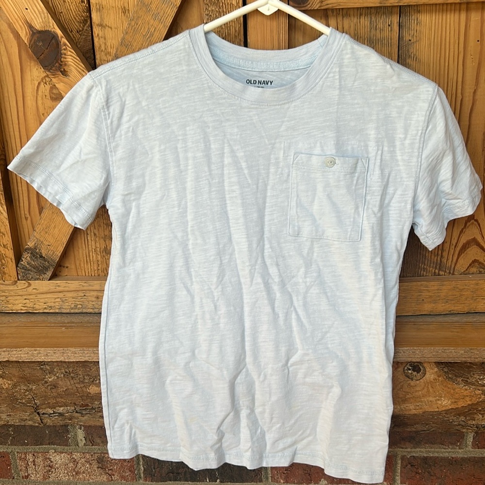 Boys light blue pocketed short sleeve tshirt.